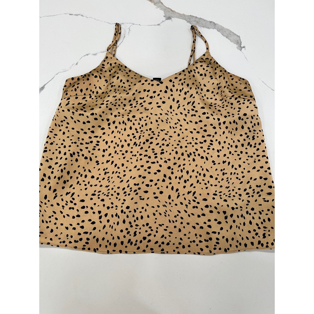 Cheetah Print Satin Camisole Top‎ Tan Black V-Neck Size Medium